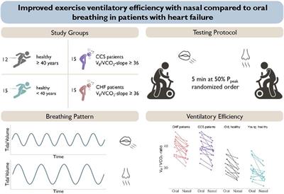 Improved exercise ventilatory efficiency with nasal compared to oral breathing in cardiac patients